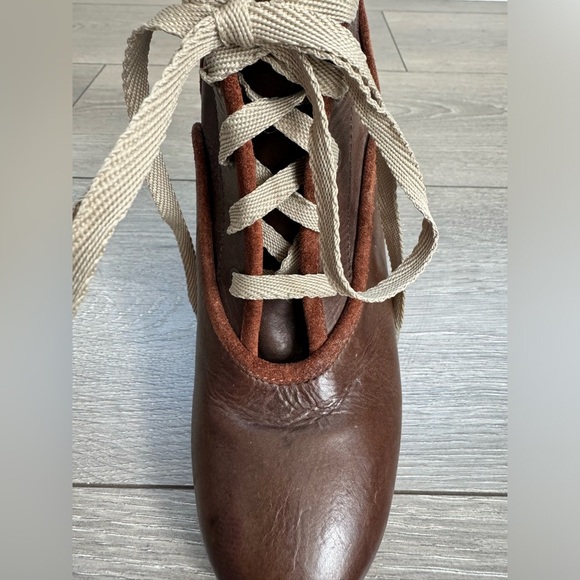 Authentic Chloé Brown Leather and Knit Fabric Wedge Ankle Boots - Picture 2 of 9